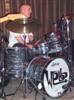 Jimmy Lester behind that spiffy new-design drumset.